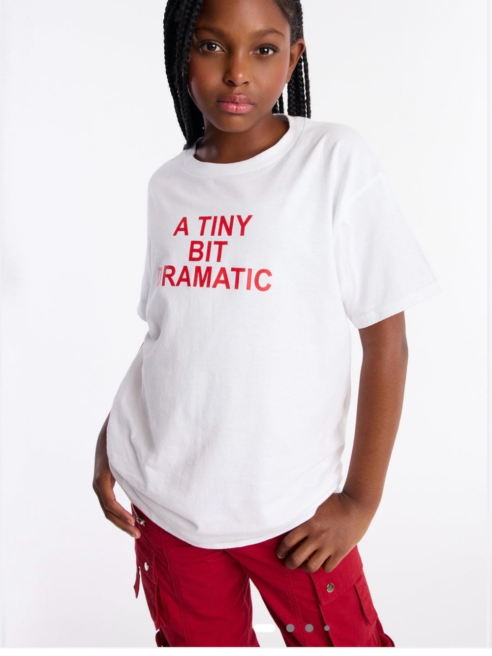 NWT FASHION NOVA Mini A Tiny Bit Dramatic Screen Tee - White